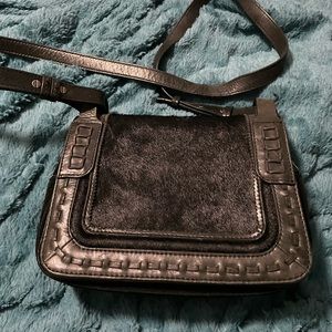 Lucky brand black leather and cow hide shoulder bag